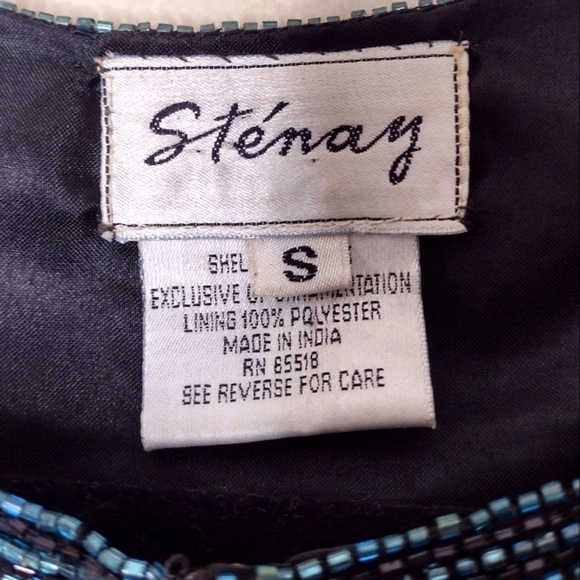 Vintage Stenay Silk Hand-Beaded Jacket S Opulent 80s Holiday Formal Glam - Picture 9 of 11